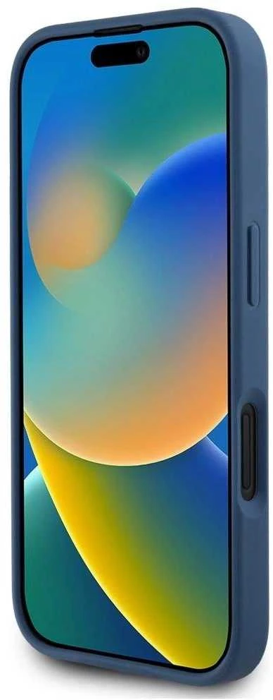 Dėklas Guess Grained Roses Big 4G logo Apple iPhone 16 mėlynas
