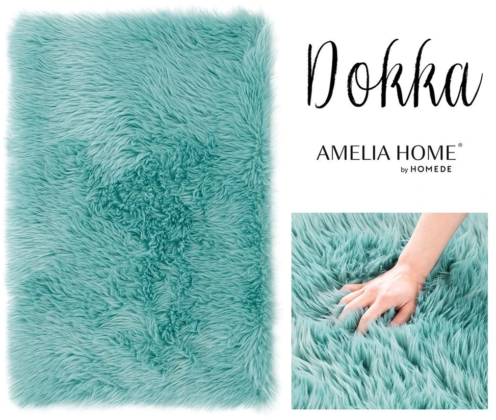 AmeliaHome Mėlynas kilimas DOKKA su neslystančia apačia 75×120 cm