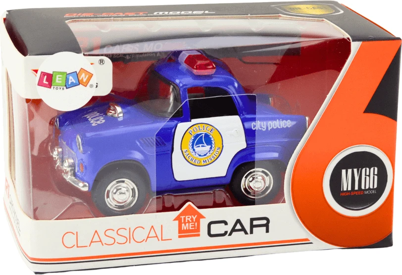 Lean Toys Klasikinis policijos automobilis 1:38 su šviesomis ir garsais, mėlynas