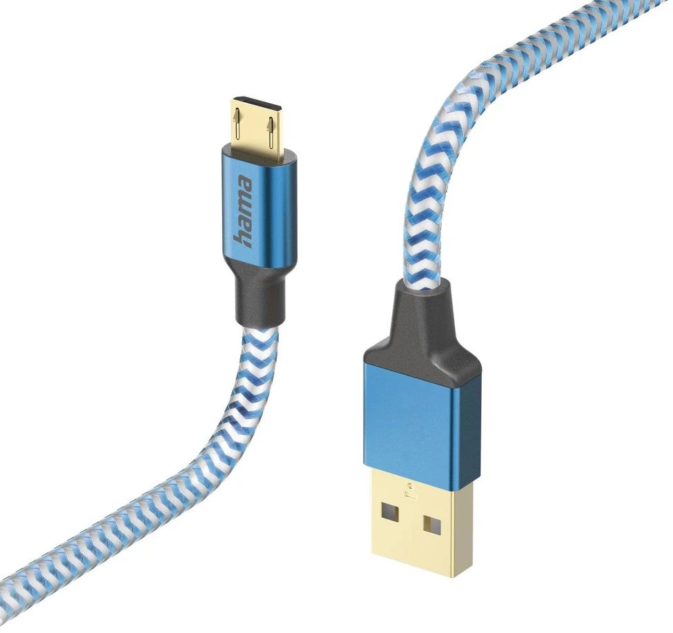 Hama Mėlynas USB-A į Micro-USB įkrovimo laidas, 1,5 m