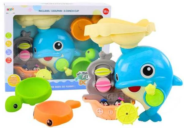 Lean Toys Mėlynojo delfino vonios žaislų rinkinys