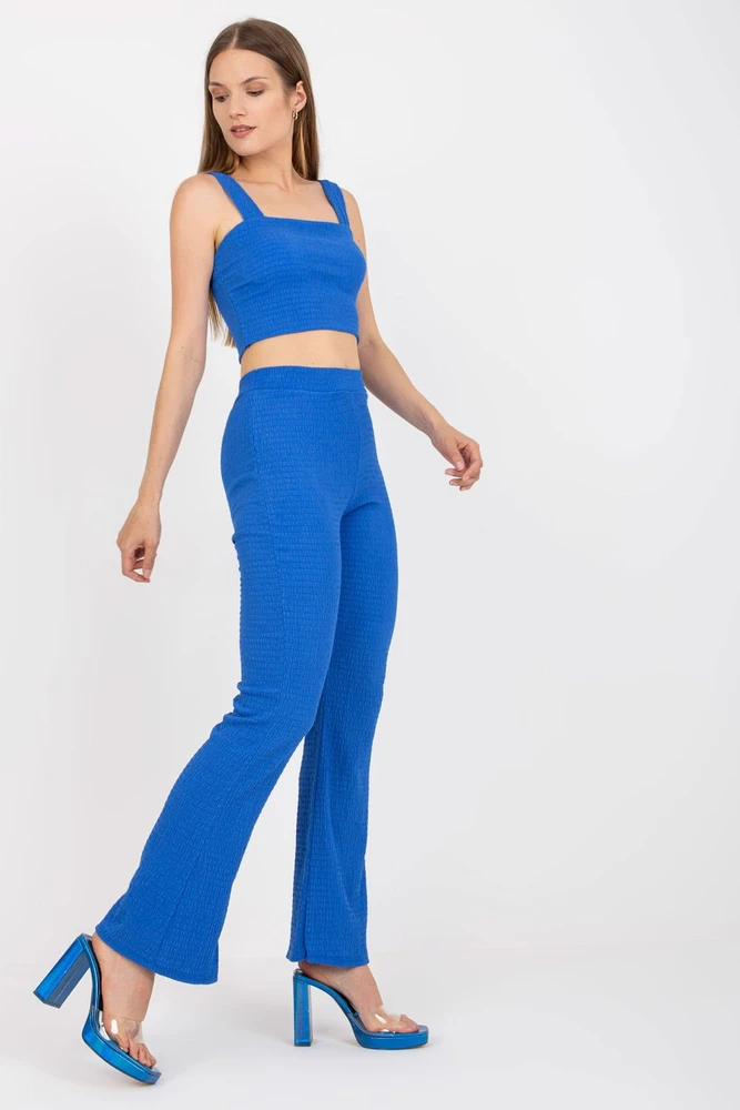 Mėlynos kelnės su platėjančiomis klešnėmis Italy Moda