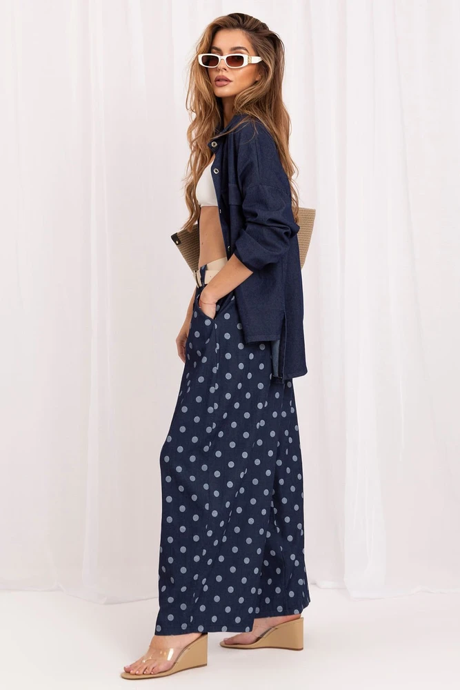 Mėlynos polka dot palazzo kelnės
