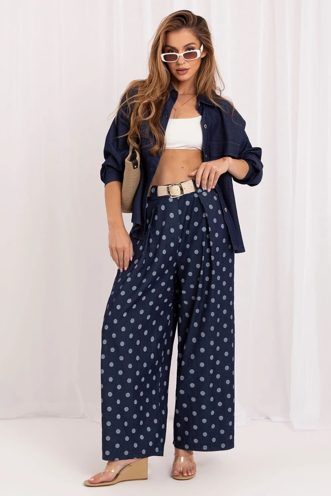 Mėlynos polka dot palazzo kelnės