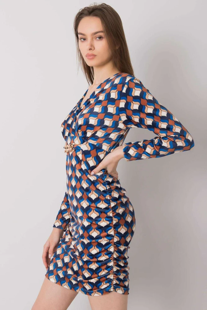 Mėlynos spalvos suknelė su raštu Italy Moda