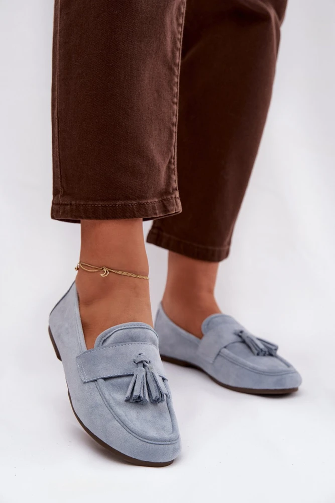 Mėlynos zomšos imitacijos mokasinai Step in style