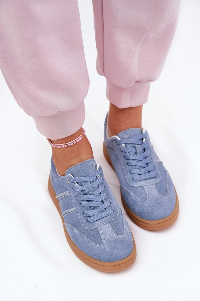 Mėlynos zomšos imitacijos sportbačiai Step in style