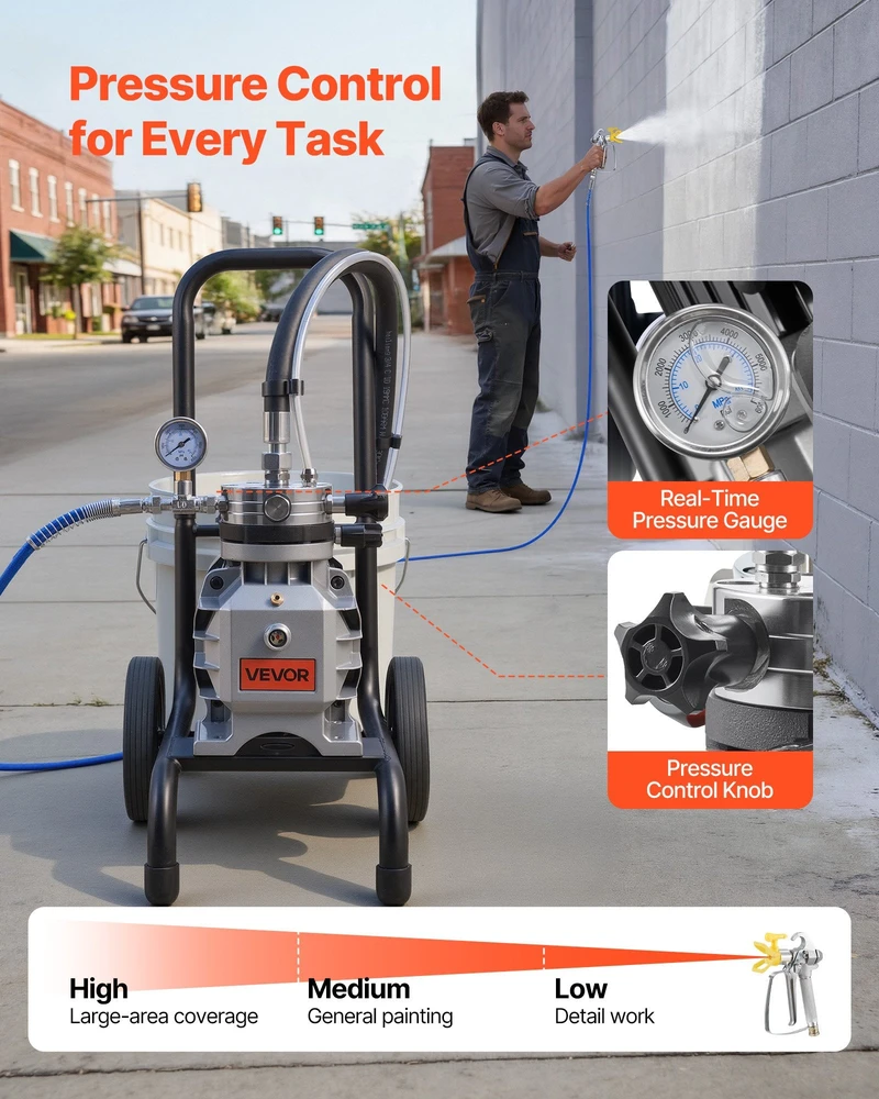 VEVOR Elektrinis beoris dažų purkštuvas 1500 W, 2800 psi