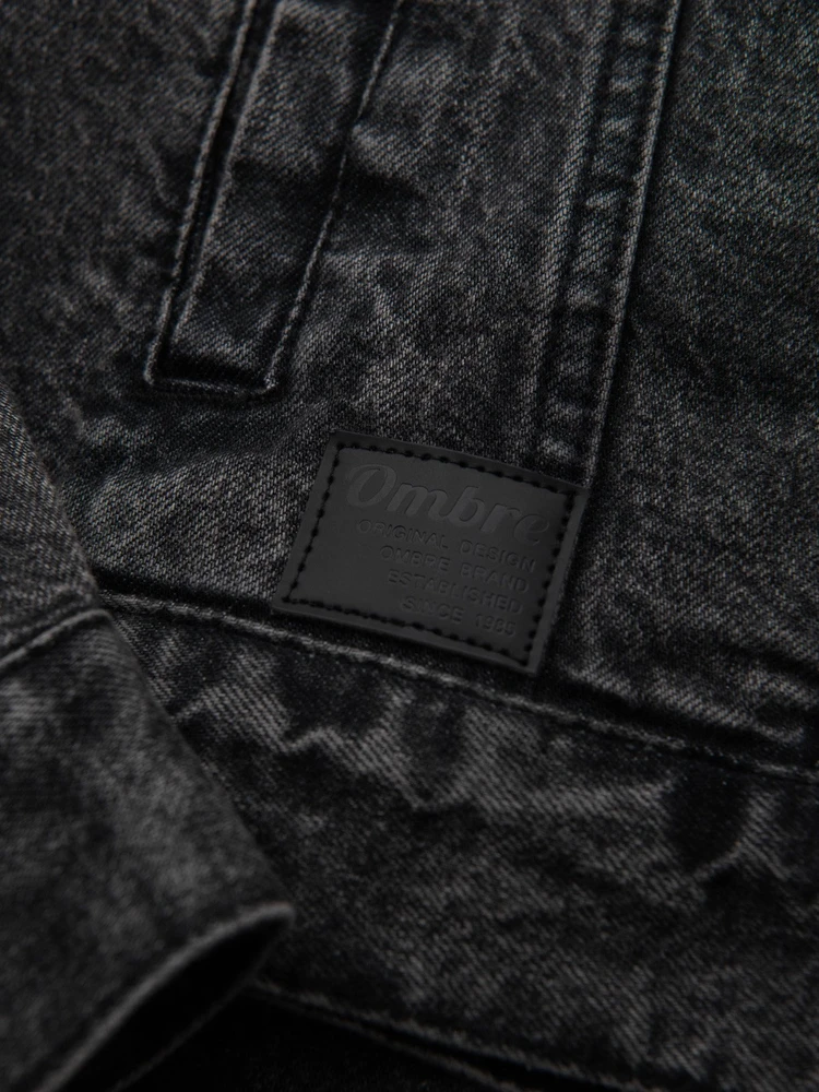 Men's denim jacket katana with washem - juodas V3 OM-JADJ-0219