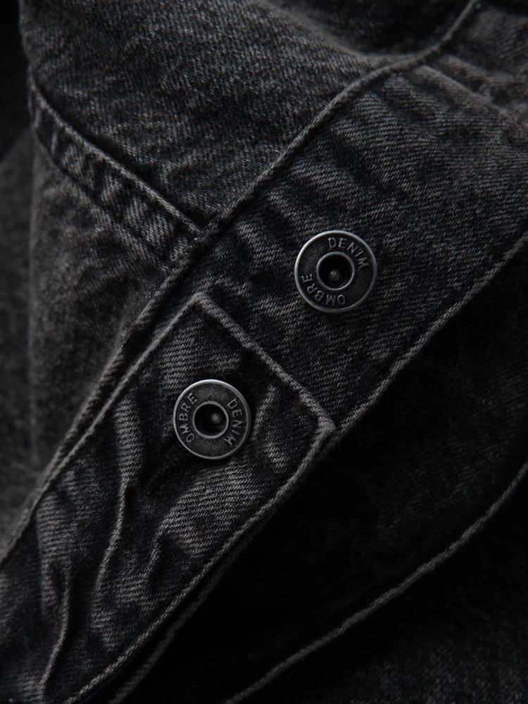 Men's denim jacket katana with washem - juodas V3 OM-JADJ-0219