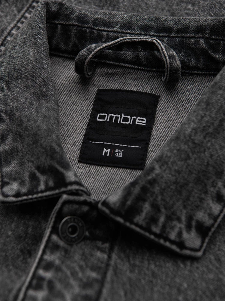 Men's denim katana jacket with washem - graphite V5 OM-JADJ-0219