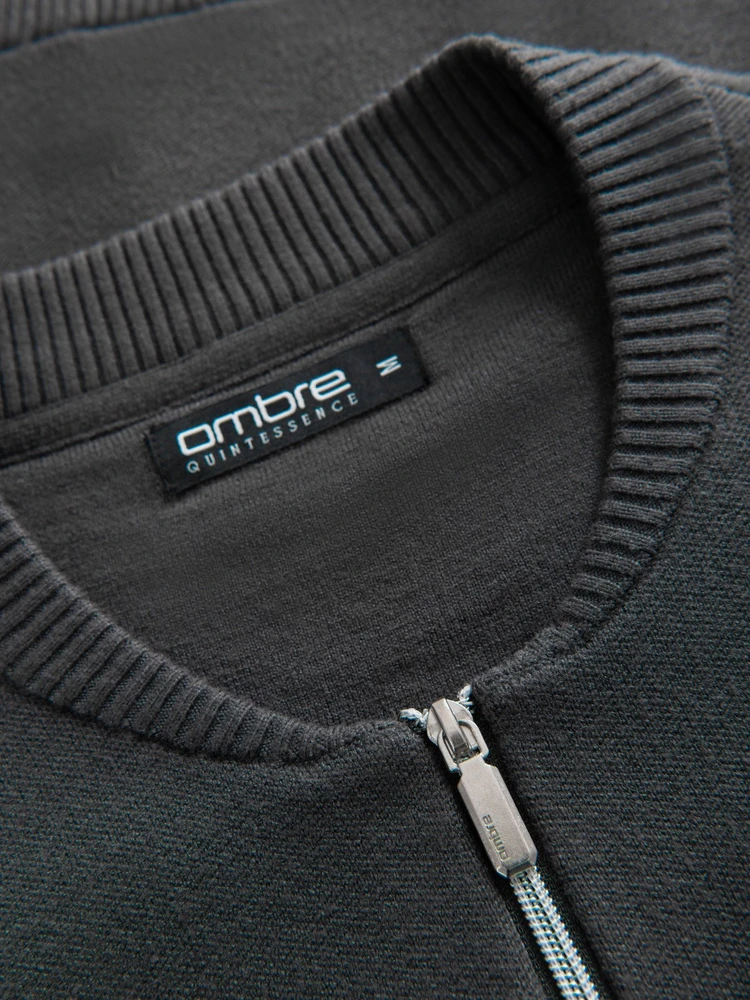 Men's plain zip sweater - graphite V2 OM-SWZS-0146