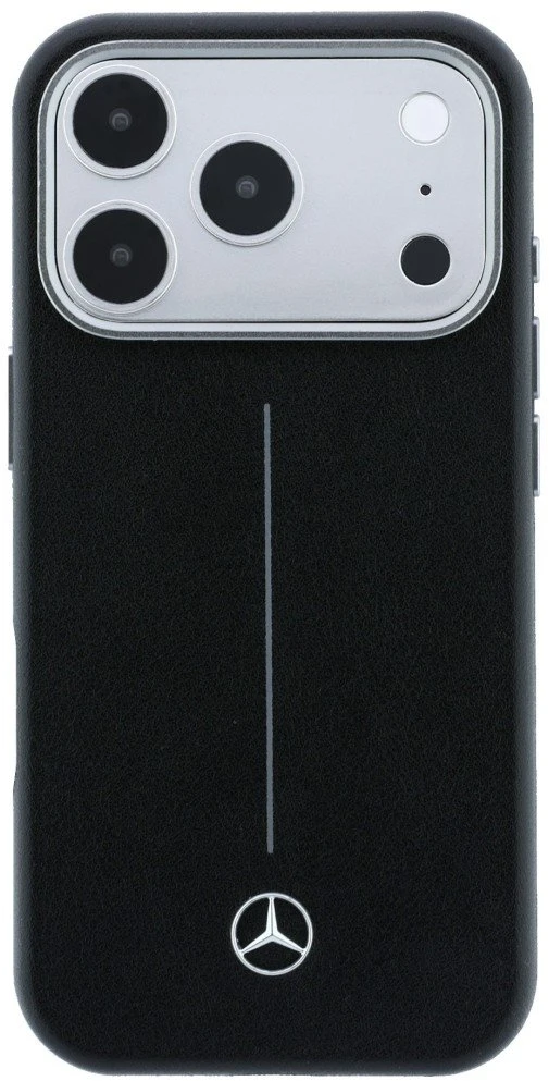„Mercedes“ odinis pusiau apvyniojamas „Iconic Line MagSafe“ dėklas, skirtas „iPhone 17 Pro“ – Juodas