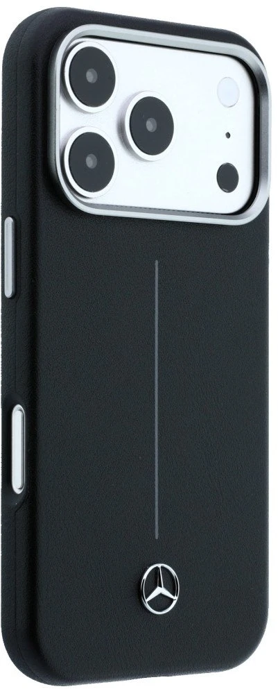 „Mercedes“ odinis pusiau apvyniojamas „Iconic Line MagSafe“ dėklas, skirtas „iPhone 17 Pro“ – Juodas