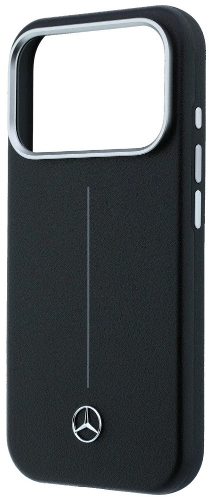 „Mercedes“ odinis pusiau apvyniojamas „Iconic Line MagSafe“ dėklas, skirtas „iPhone 17 Pro Max“ – Juodas