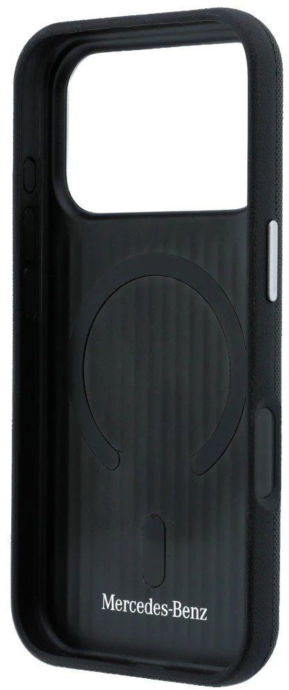Dėklas Mercedes Leather Semi Wrap Grilis Pattern MagSafe Case for iPhone 17 Pro - Juodas