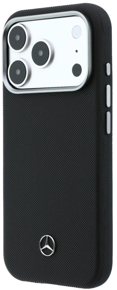Dėklas Mercedes Leather Semi Wrap Grilis Pattern MagSafe Case for iPhone 17 Pro - Juodas