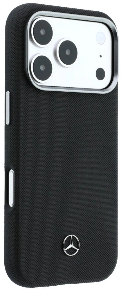 Dėklas Mercedes Leather Semi Wrap Grilis Pattern MagSafe Case for iPhone 17 Pro - Juodas