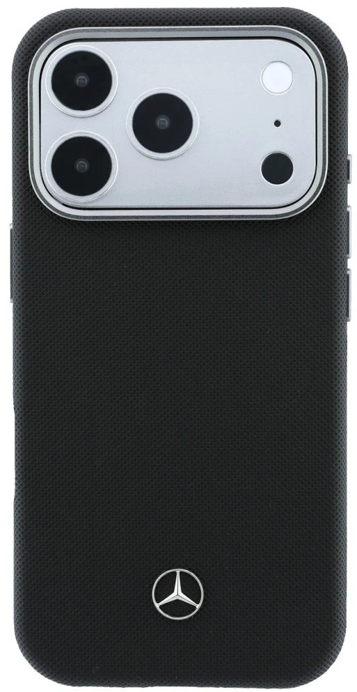 Dėklas Mercedes Leather Semi Wrap Grilis Pattern MagSafe Case for iPhone 17 Pro - Juodas