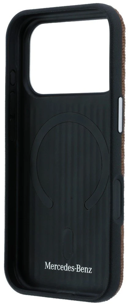 Mercedes PU Leather Semi Wrap MagSafe dėklas skirtas Apple iPhone 17 Pro Camel