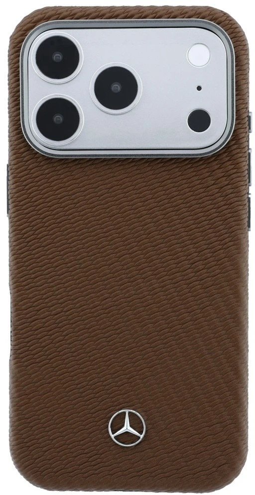 Mercedes PU Leather Semi Wrap MagSafe dėklas skirtas Apple iPhone 17 Pro Camel