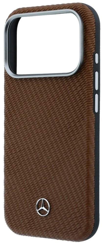Mercedes PU Leather Semi Wrap MagSafe dėklas skirtas Apple iPhone 17 Pro Camel