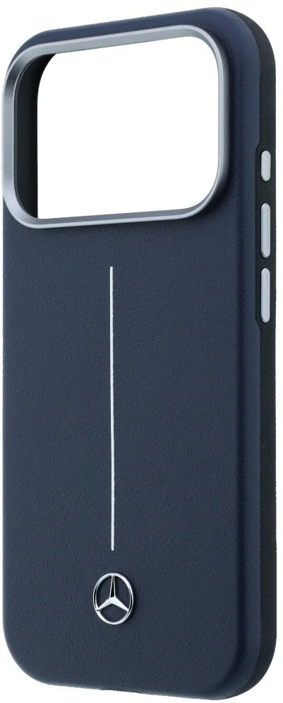 „Mercedes“ odinis pusiau apvyniojamas „Iconic Line MagSafe“ dėklas, skirtas „iPhone 17 Pro Max“ – tamsiai mėlynas Mėlyna