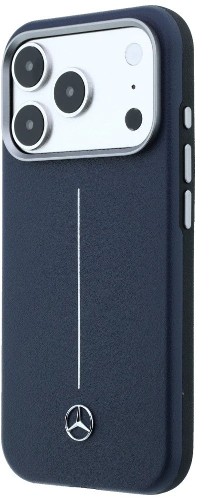 „Mercedes“ odinis pusiau apvyniojamas „Iconic Line MagSafe“ dėklas, skirtas „iPhone 17 Pro Max“ – tamsiai mėlynas Mėlyna