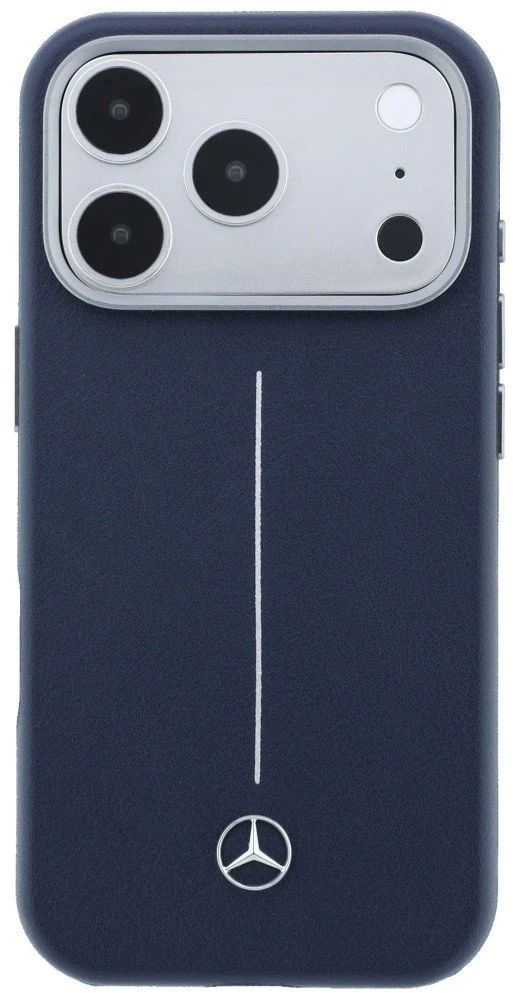 „Mercedes“ odinis pusiau apvyniojamas „Iconic Line MagSafe“ dėklas, skirtas „iPhone 17 Pro Max“ – tamsiai mėlynas Mėlyna
