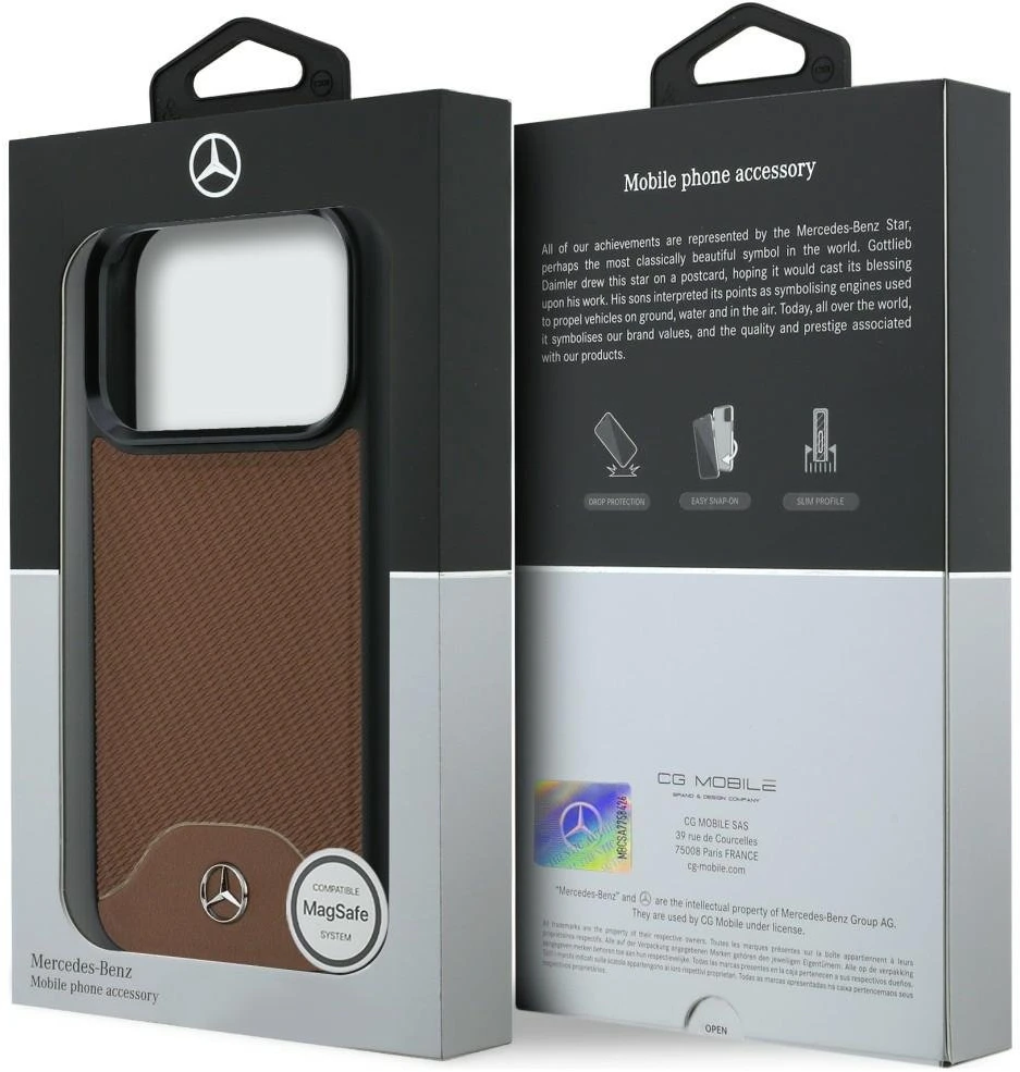 Mercedes-Benz „Leather Wood Effect and Curve“ dėklas su MagSafe, skirtas iPhone 17 Pro Max