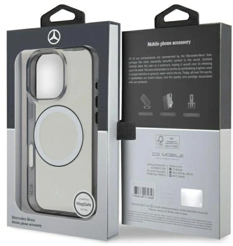 Mercedes MEHMP16X23HUOKC Apple iPhone 16 Pro Max 6.9″ skaidrus kietas dėklas Printed logo MagSafe