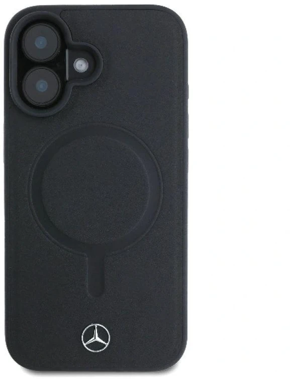 Mercedes MEHMP16S23RCMK iPhone 16 6.1" juodas kietas dėklas Plain Smooth Leather MagSafe