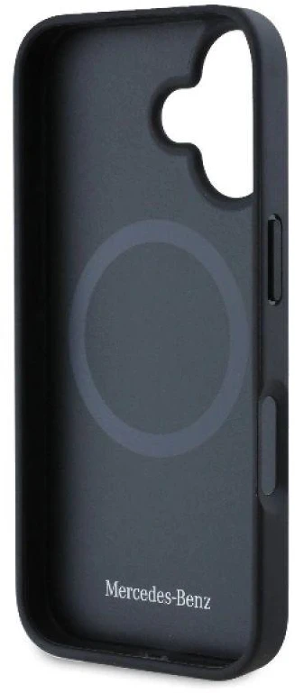 Mercedes MEHMP16S23RCMK Apple iPhone 16 6.1″ juoda/juodos spalvos kietas dėklas Plain Smooth Leather MagSafe