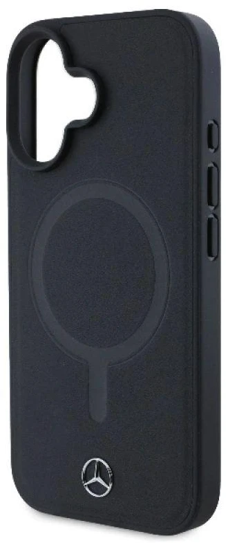 Mercedes MEHMP16S23RCMK Apple iPhone 16 6.1″ juoda/juodos spalvos kietas dėklas Plain Smooth Leather MagSafe