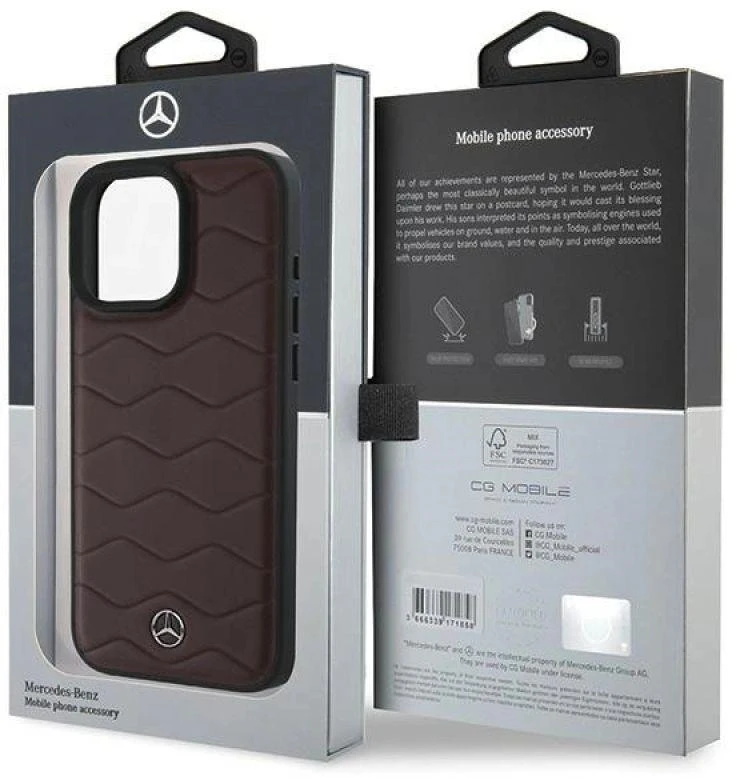 Mercedes MEHCP16X23RWRSR Apple iPhone 16 Pro Max 6.9″ red kietas dėklas MB Waves Leather