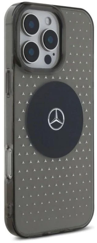 Mercedes MEHMP16L23HCPK Apple iPhone 16 Pro 6.3″ juodos spalvos kietas dėklas MB Dėklas Star Pattern MagSafe