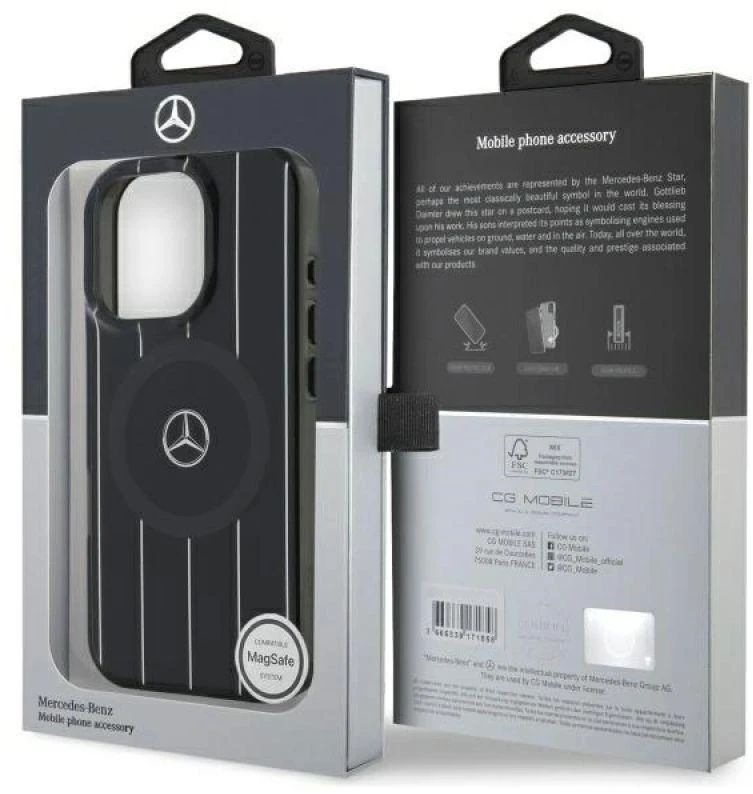 Mercedes MB Double Layer Crossed Lines MagSafe Apple iPhone 16 Pro Case - dėklas telefonui juodos spalvos
