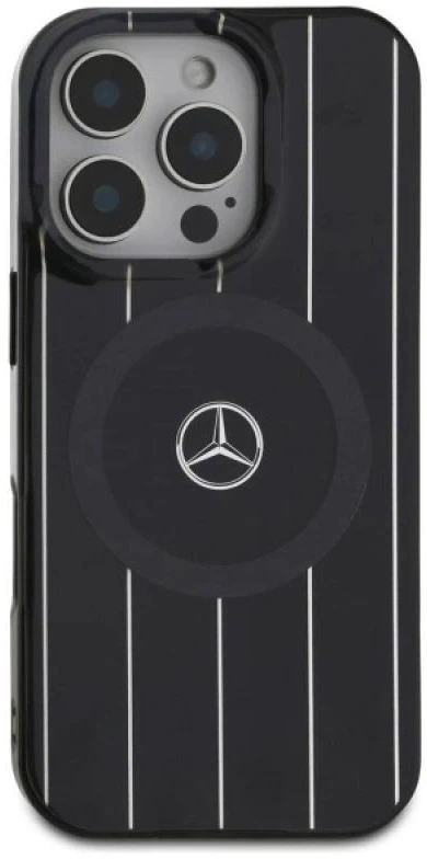Mercedes MB Double Layer Crossed Lines MagSafe Apple iPhone 16 Pro Case - dėklas telefonui juodos spalvos
