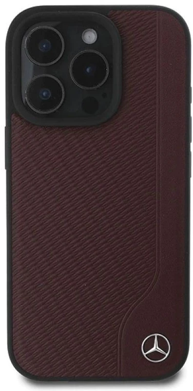 Mercedes MEHMP16L23RBGVR Apple iPhone 16 Pro 6.3″ red kietas dėklas MB Wood Imitation Leather MagSafe