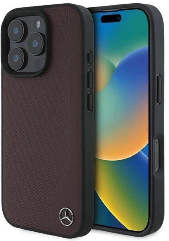 Mercedes MEHMP16X23RBGVR Apple iPhone 16 Pro Max 6.9″ red kietas dėklas MB Wood Imitation Leather MagSafe