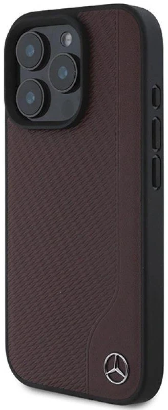 Mercedes MEHMP16X23RBGVR Apple iPhone 16 Pro Max 6.9″ red kietas dėklas MB Wood Imitation Leather MagSafe