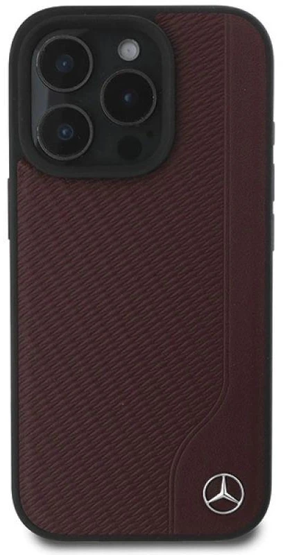 Mercedes MEHMP16X23RBGVR Apple iPhone 16 Pro Max 6.9″ red kietas dėklas MB Wood Imitation Leather MagSafe
