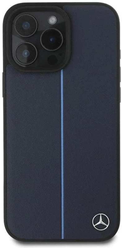 Mercedes MEHMP16X23RURBV Apple iPhone 16 Pro Max 6.9″ navy kietas dėklas MB Mėlyna Line Leather MagSafe