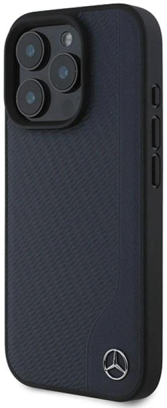 Mercedes MEHMP16X23RBGVV Apple iPhone16 Pro Max 6.9″ navy kietas dėklas MB Wood Imitation Leather MagSafe