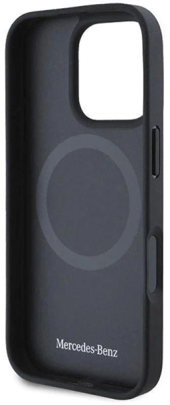 Mercedes MB tekstūruotos ir paprastos odos MagSafe dėklas Apple iPhone 16 Pro Max - smėlio spalvos