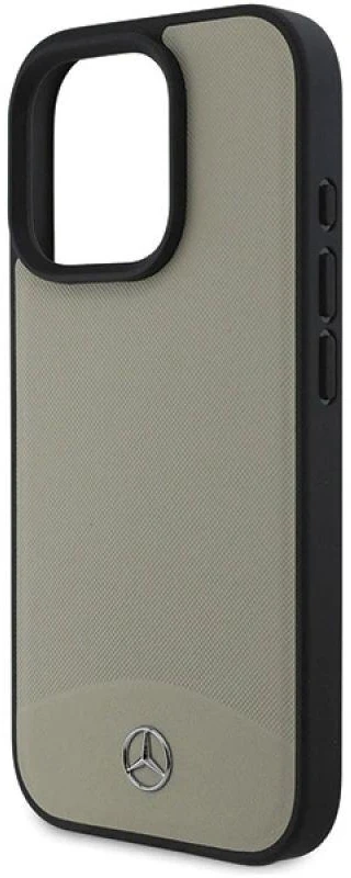 Mercedes MB tekstūruotos ir paprastos odos MagSafe dėklas Apple iPhone 16 Pro Max - smėlio spalvos