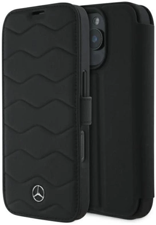 Mercedes MEBKP16X23RWRSK Apple iPhone 16 Pro Max 6.9″ juodos spalvos bookdėklas MB Waves Leather