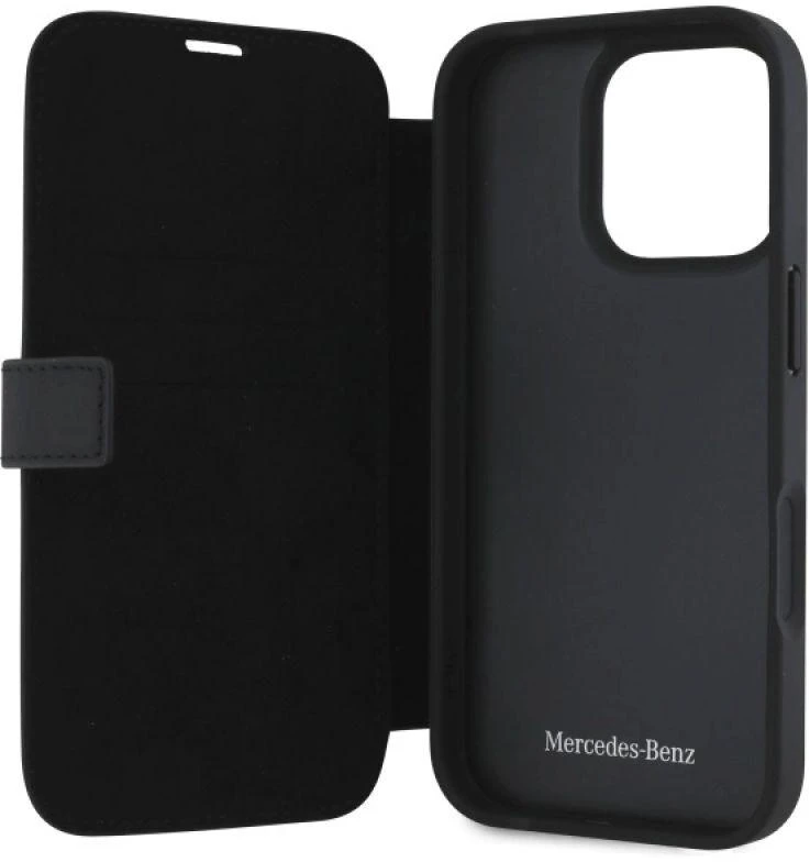 Mercedes MEBKP16X23RWRSK Apple iPhone 16 Pro Max 6.9″ juodos spalvos bookdėklas MB Waves Leather