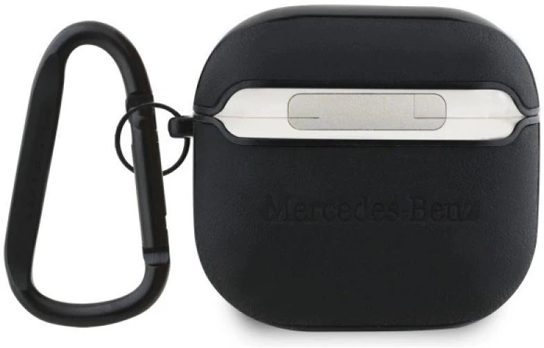 Mercedes MEA4CSLBK AirPods 4 dėklas juodos spalvos Leather Metal Logo