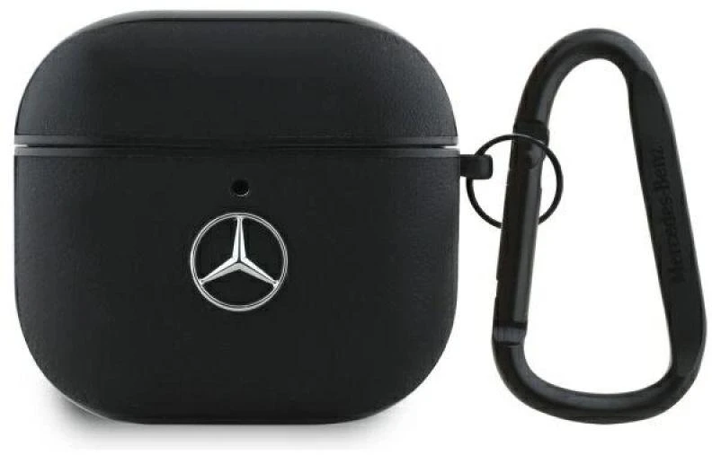 Mercedes MEA4CSLBK AirPods 4 dėklas juodos spalvos Leather Metal Logo